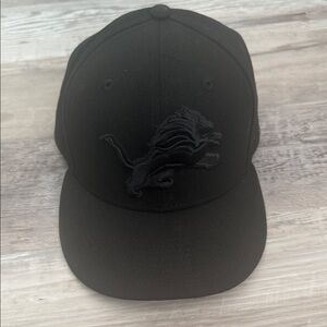 Men's Black Embroidered Detroit  Lion fitted Cap